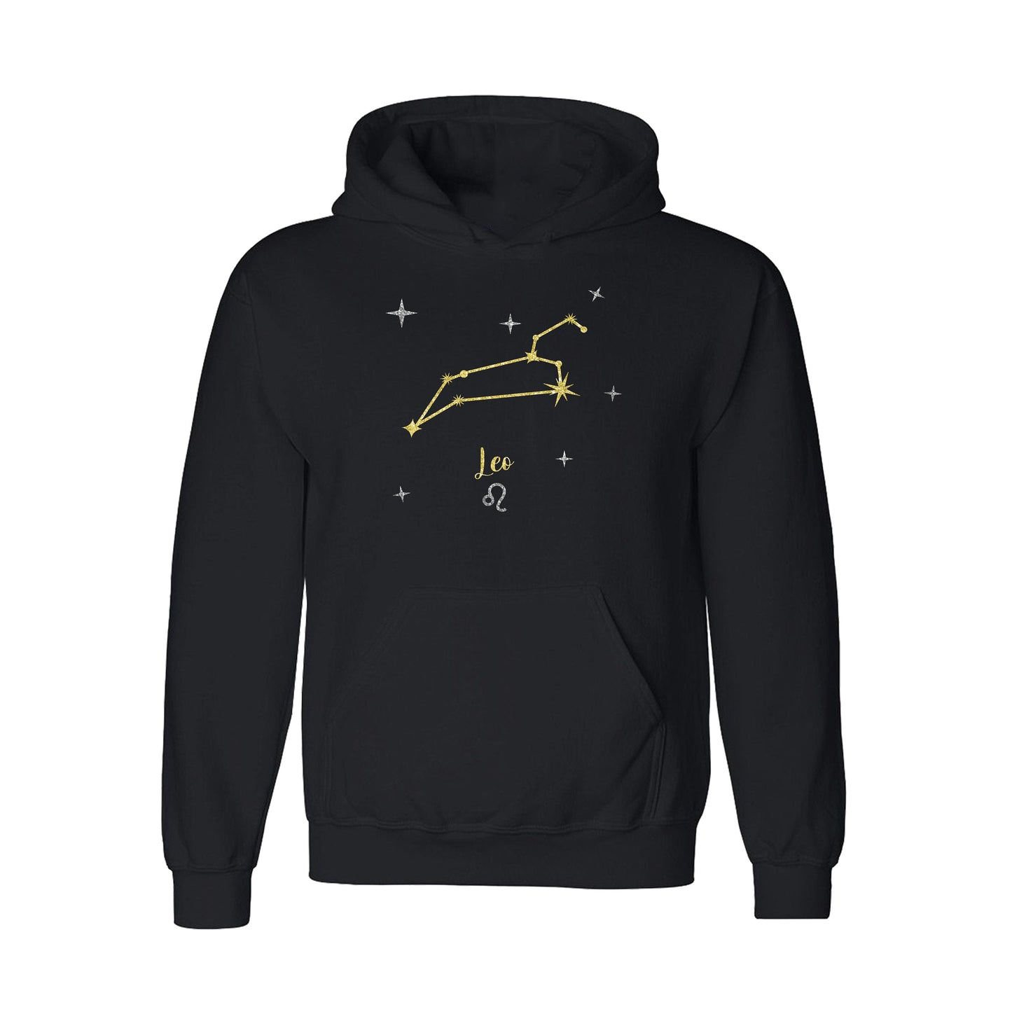 Constellation Star Sign Black Hoodie | Available in all 12 Star Signs | Zodiac Astrology | Celestial Glitter Print | Unisex Sizes