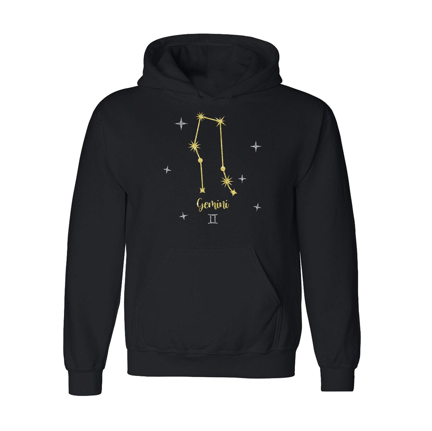 Constellation Star Sign Black Hoodie | Available in all 12 Star Signs | Zodiac Astrology | Celestial Glitter Print | Unisex Sizes