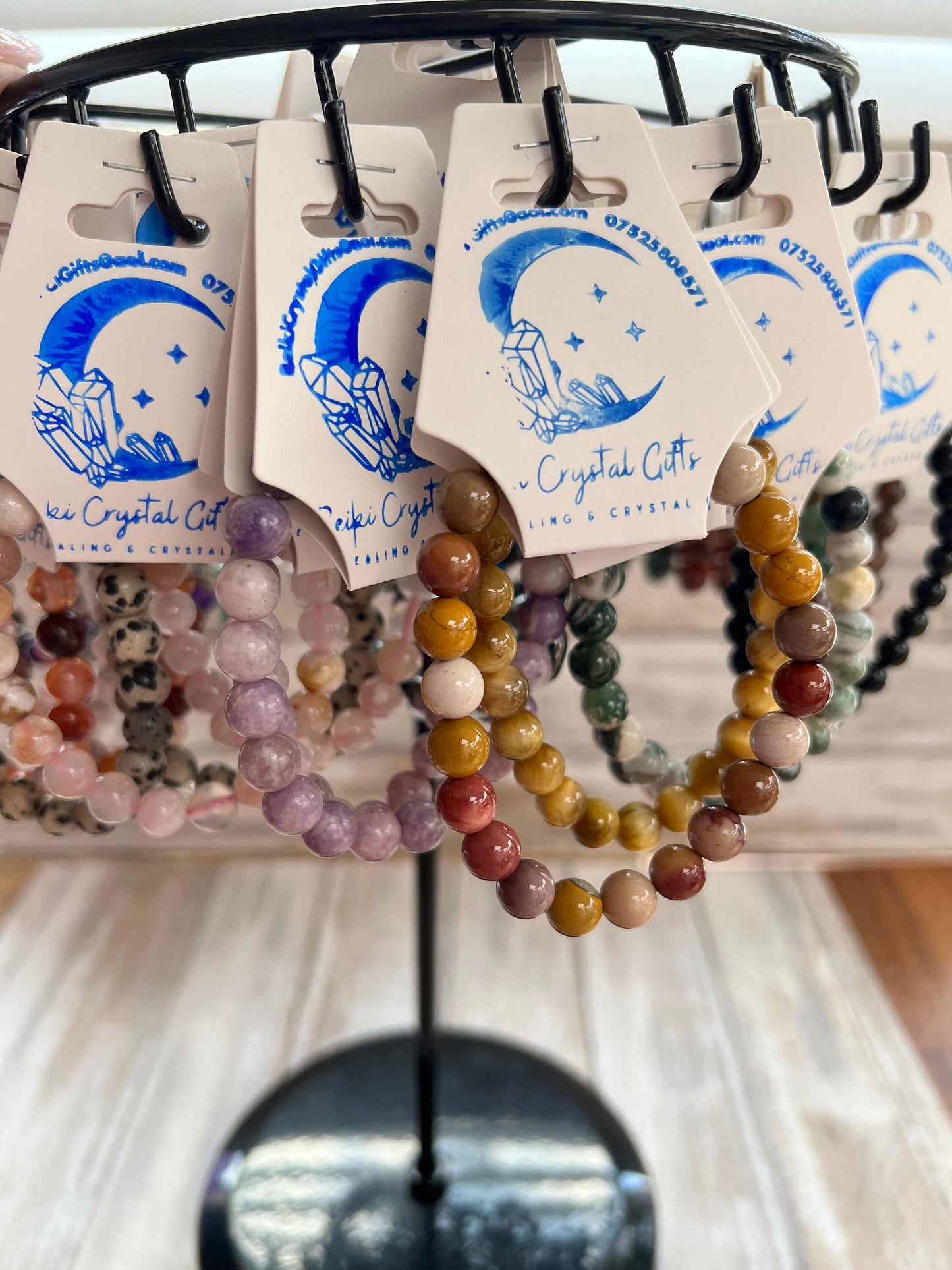 Healing Crystal Bracelet Spiritual Chakra Yoga Bracelets Gemstones Amethyst Calcite Jasper Czarnelian Rose Quartz Clear Turamaline Chakra