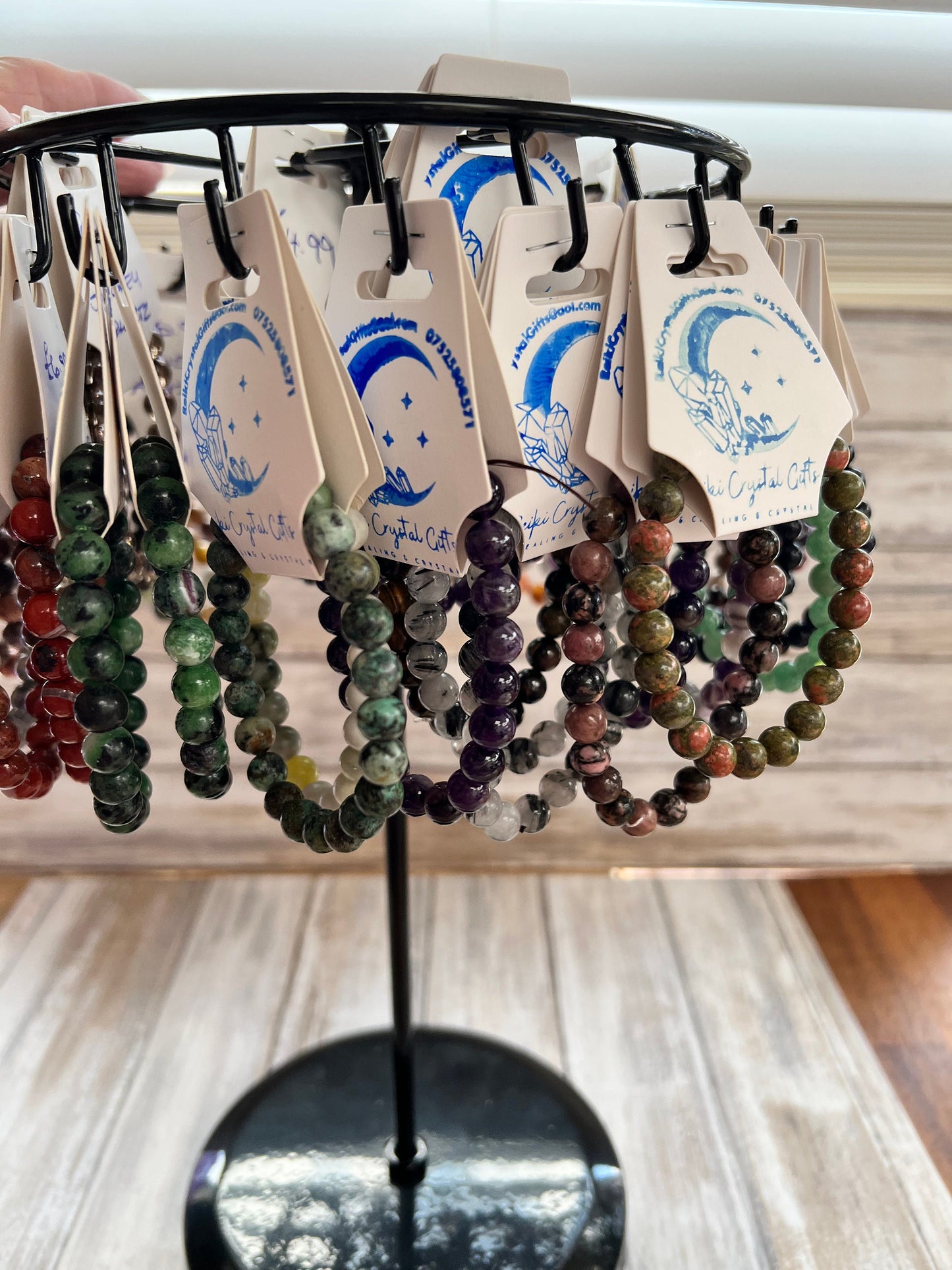 Healing Crystal Bracelet Spiritual Chakra Yoga Bracelets Gemstones Amethyst Calcite Jasper Czarnelian Rose Quartz Clear Turamaline Chakra