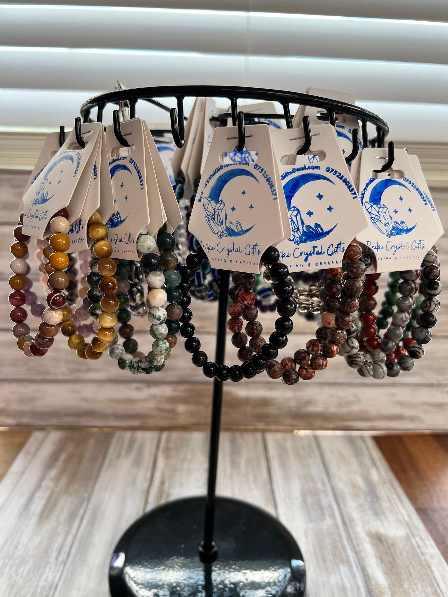 Healing Crystal Bracelet Spiritual Chakra Yoga Bracelets Gemstones Amethyst Calcite Jasper Czarnelian Rose Quartz Clear Turamaline Chakra