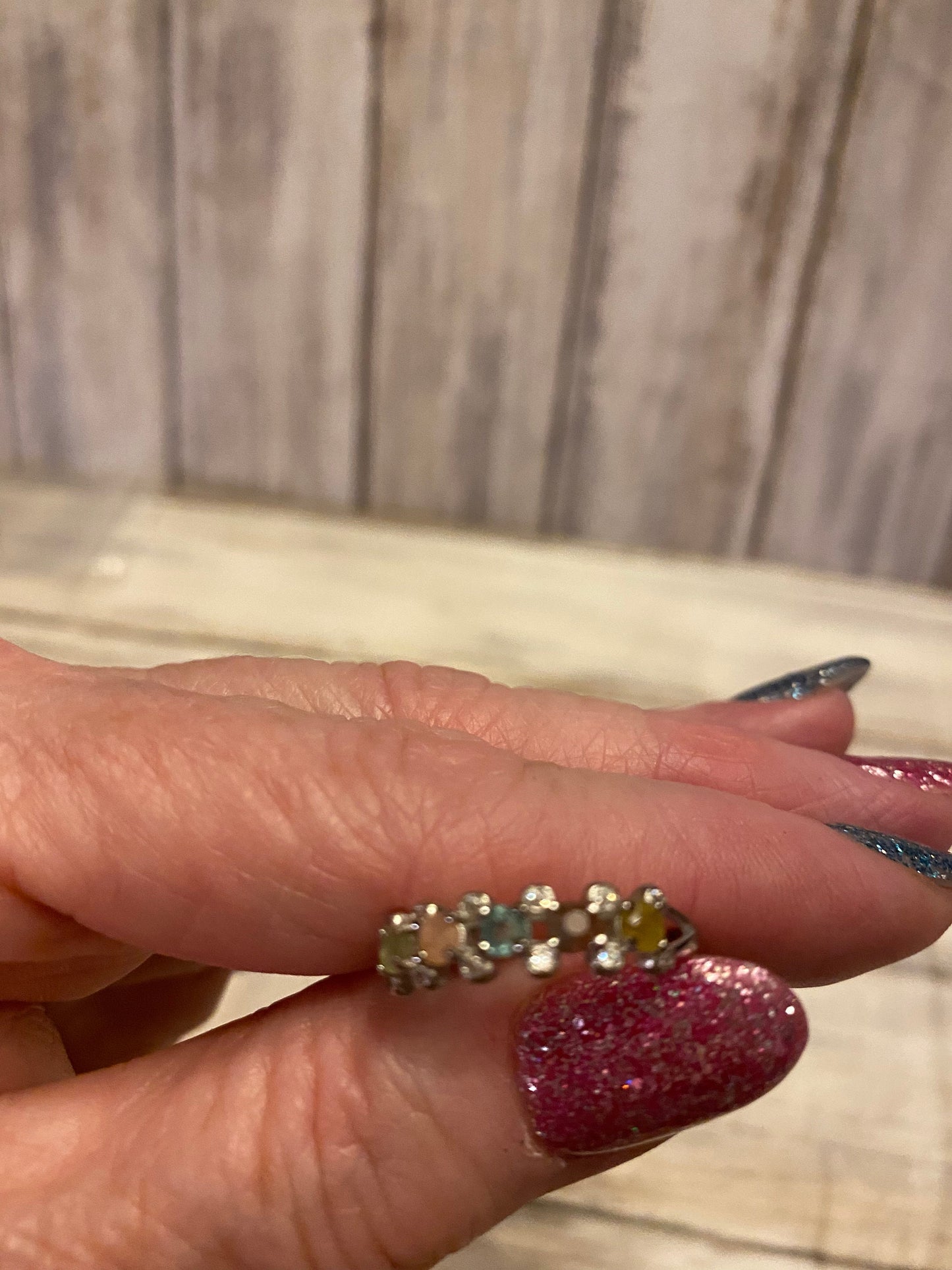 Silver Rainbow Tourmaline Ring, Sterling Silver Gemstone Ring, Colorful Ring, Statement Ring, Handcrafted Jewelry