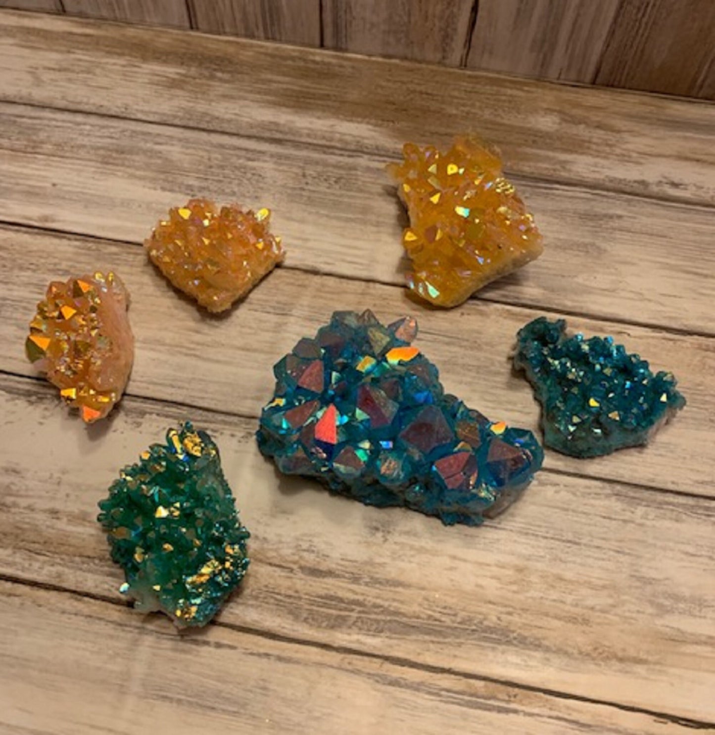 Yellow Blue Aura Cluster Healing Crystals, Raw Crystal Cluster, Chakra Crystal, Meditation Crystal, Natural Crystal