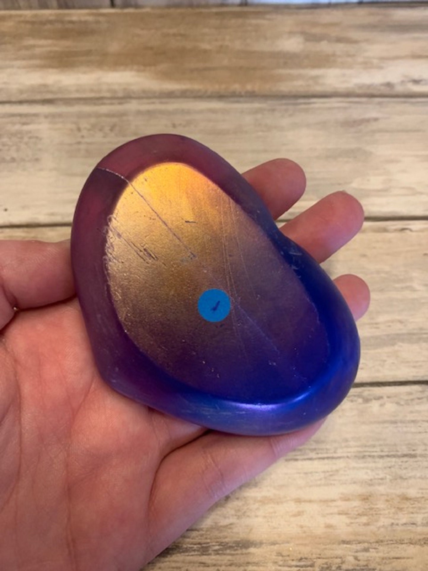 Rainbow Aura Heart Dish Crystal Bowl, Blue & Pink, Trinket Tray, Jewelry Holder, Gift For Her