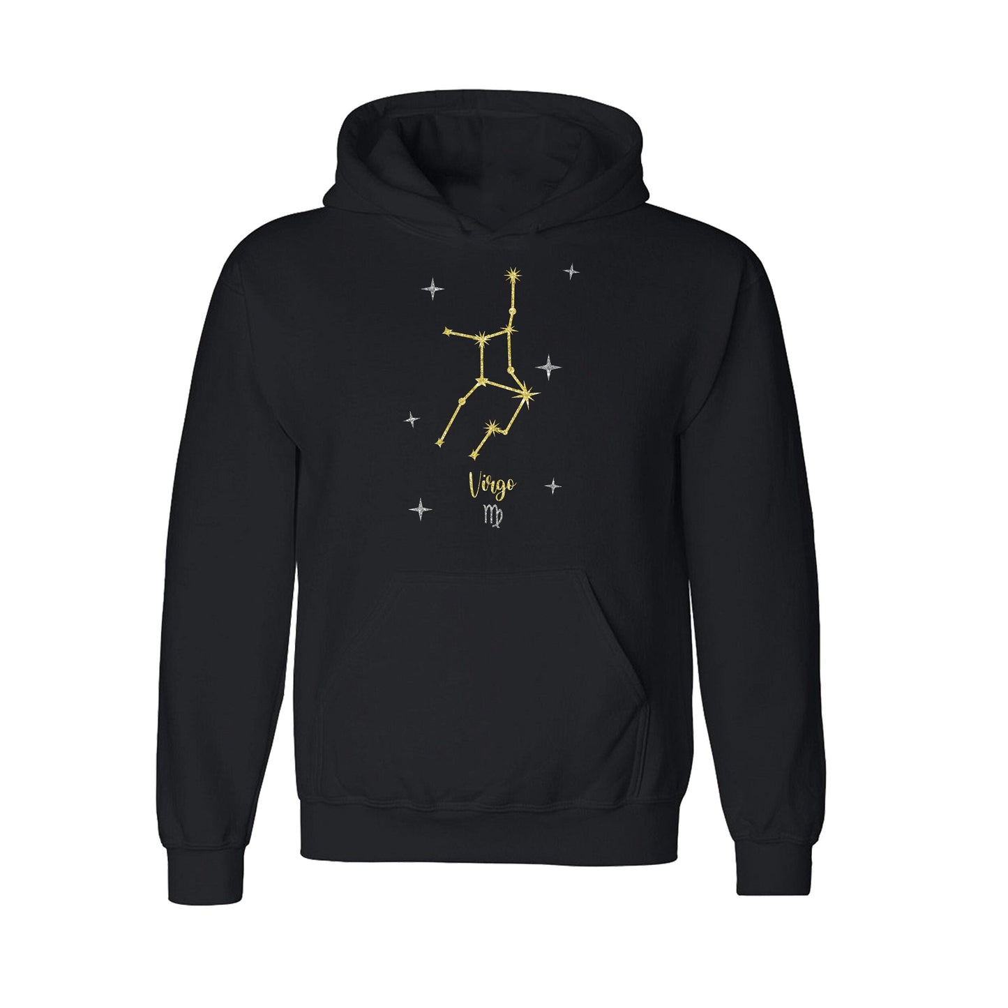Constellation Star Sign Black Hoodie | Available in all 12 Star Signs | Zodiac Astrology | Celestial Glitter Print | Unisex Sizes