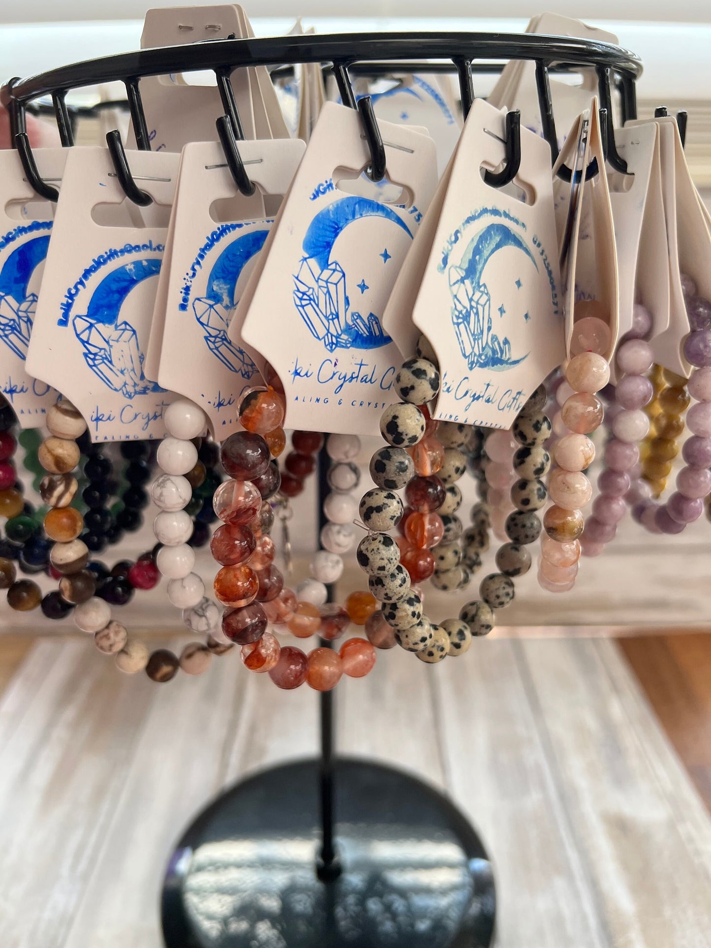 Healing Crystal Bracelet Spiritual Chakra Yoga Bracelets Gemstones Amethyst Calcite Jasper Czarnelian Rose Quartz Clear Turamaline Chakra