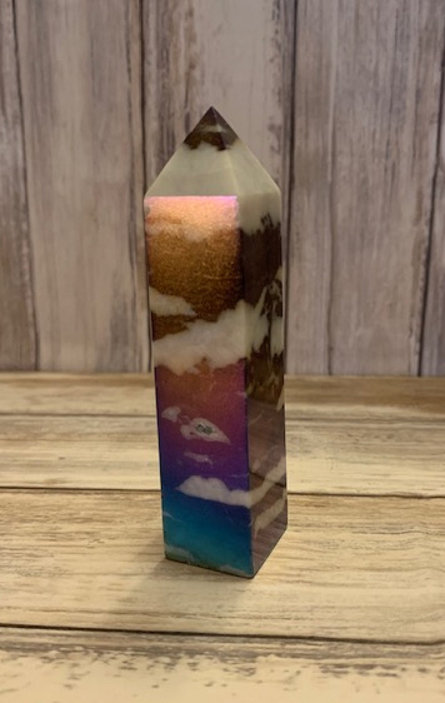 Aura Zebra Marble Jasper Tower Point, Crystal Energy Generator, Healing Crystal, Meditation Stone, Spiritual Gift