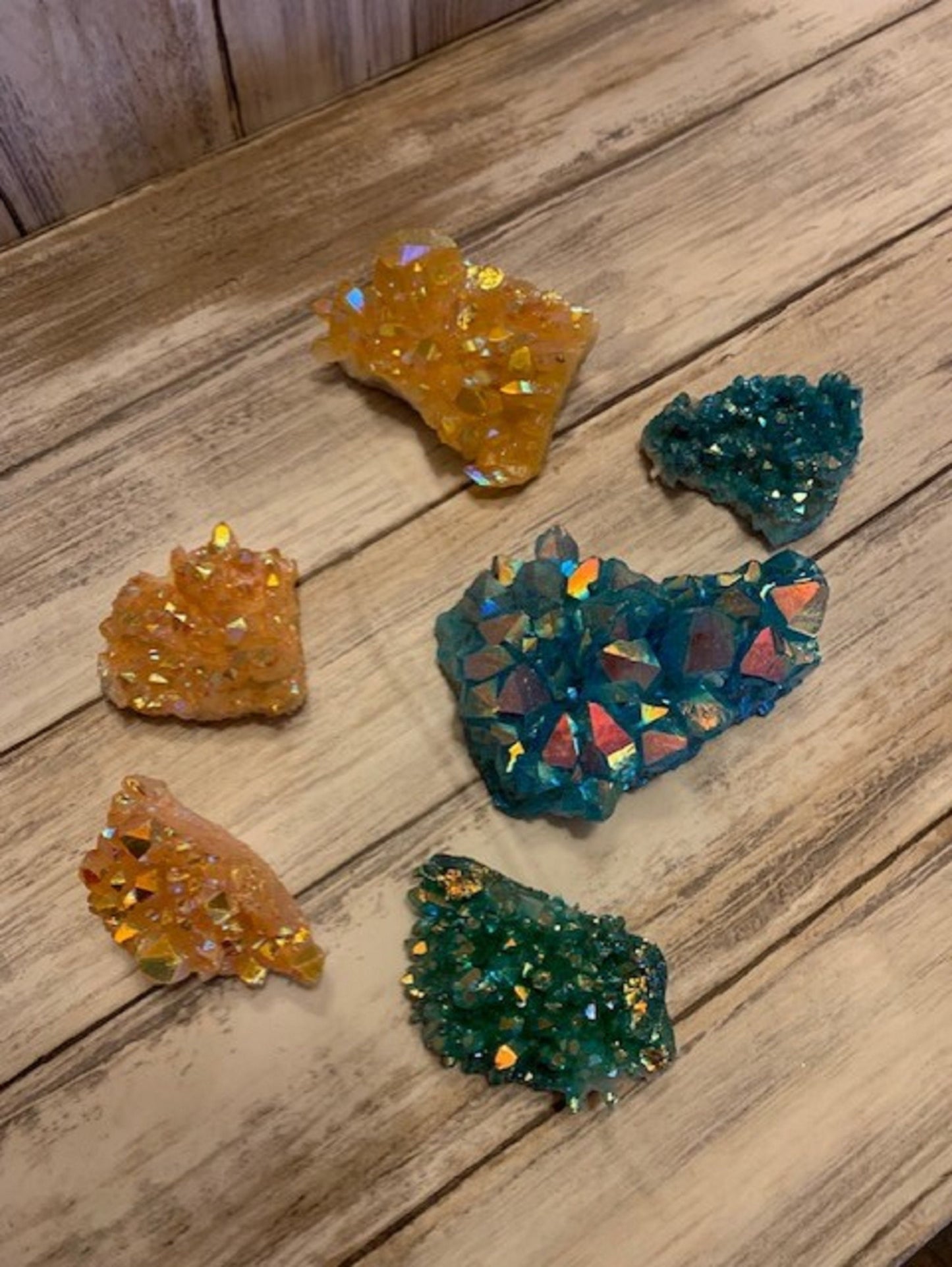 Yellow Blue Aura Cluster Healing Crystals, Raw Crystal Cluster, Chakra Crystal, Meditation Crystal, Natural Crystal