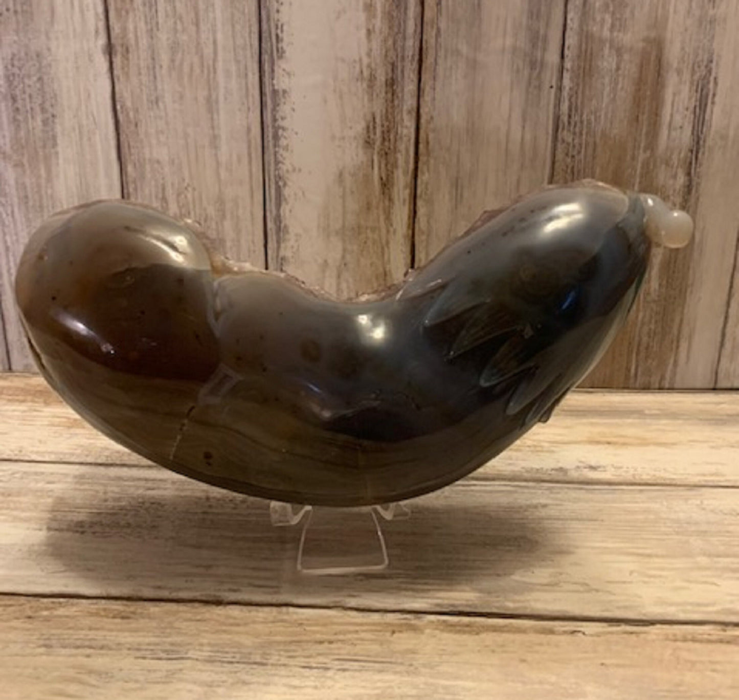 Geode Agate Crystal Large Carved Egg Plant Aubergine Purple Healing Reiki Unique Show Piece & Distance Reiki Session