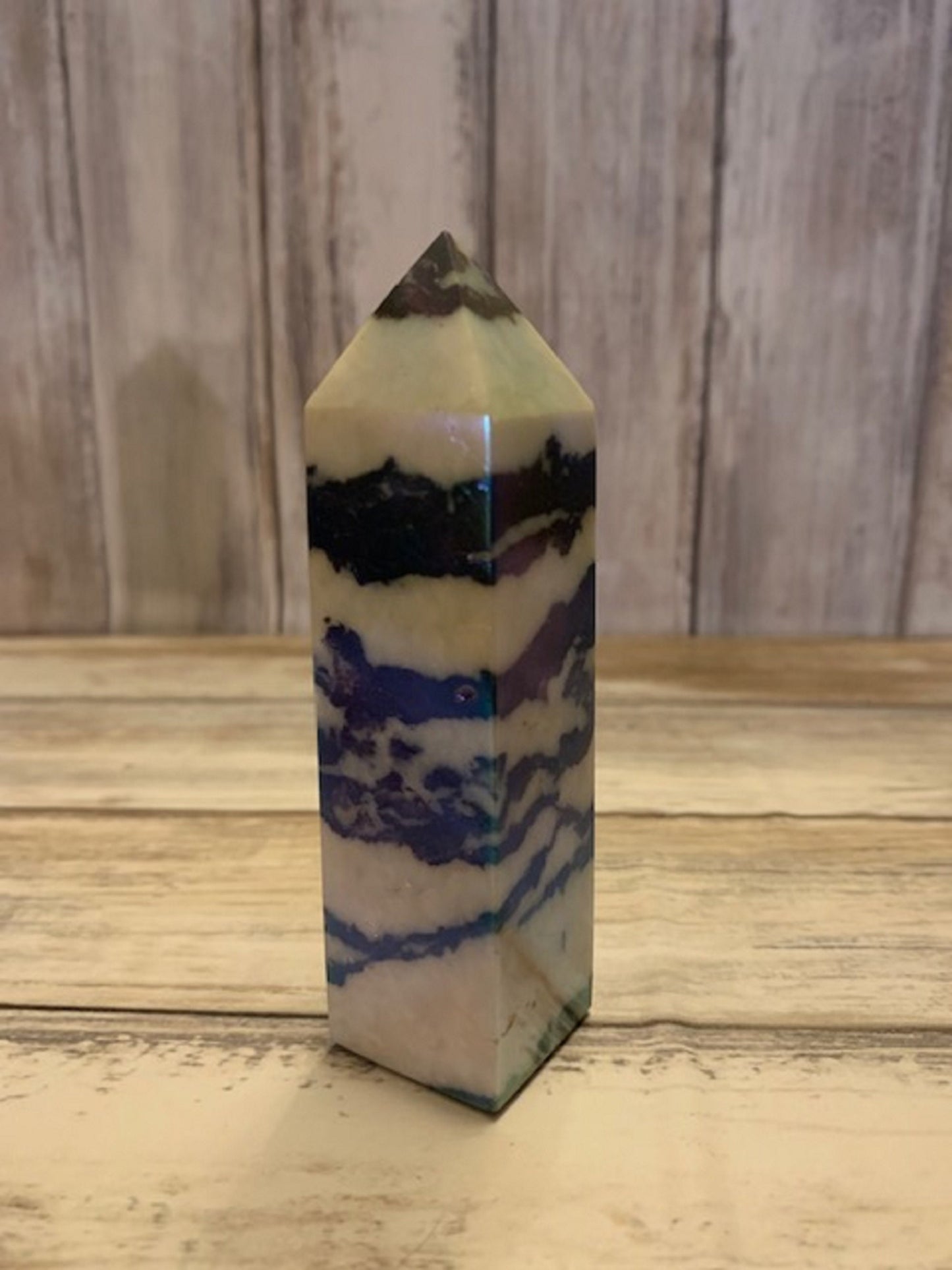 Aura Zebra Marble Jasper Tower Point, Crystal Energy Generator, Healing Crystal, Meditation Stone, Spiritual Gift