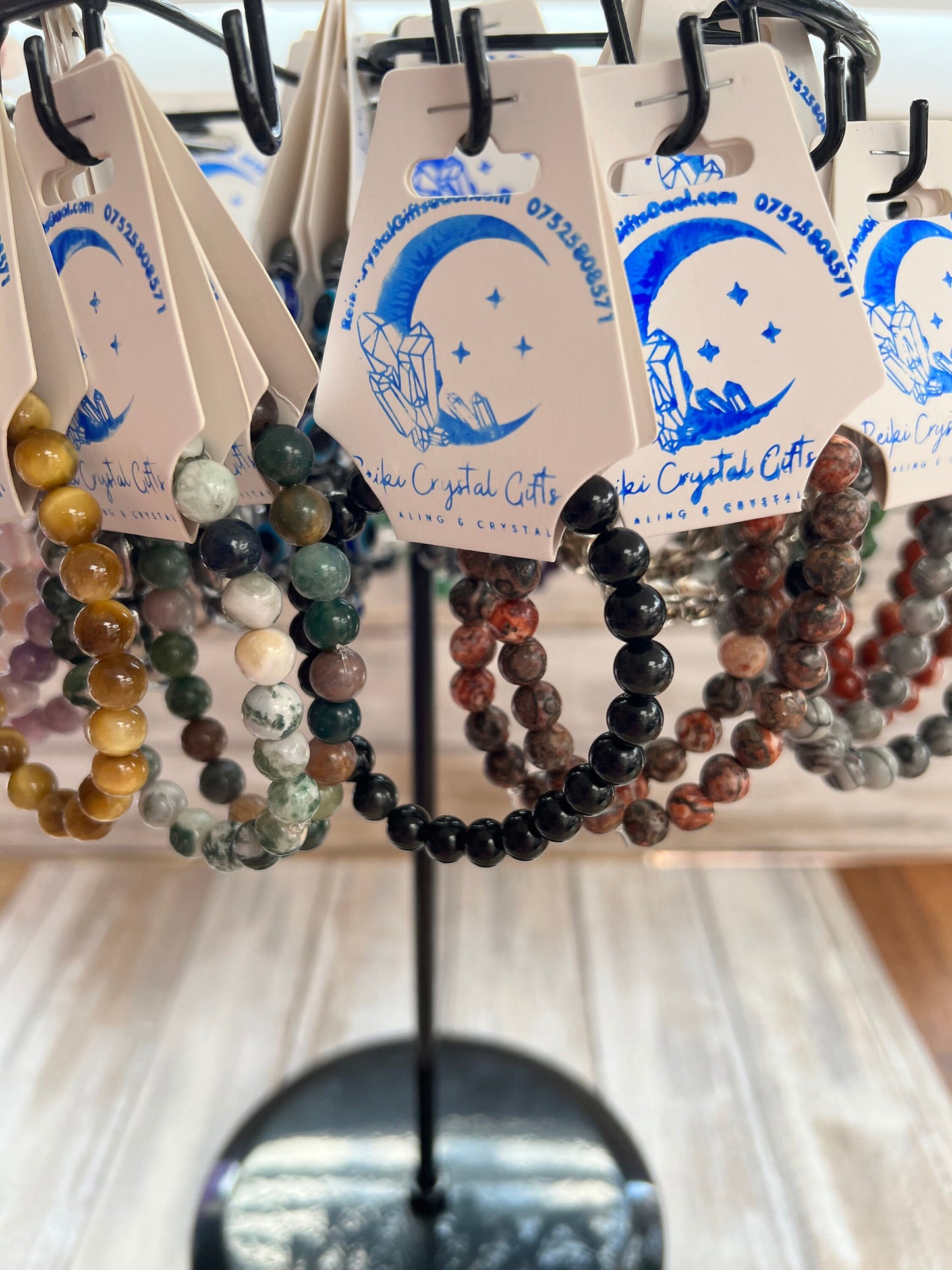 Healing Crystal Bracelet Spiritual Chakra Yoga Bracelets Gemstones Amethyst Calcite Jasper Czarnelian Rose Quartz Clear Turamaline Chakra