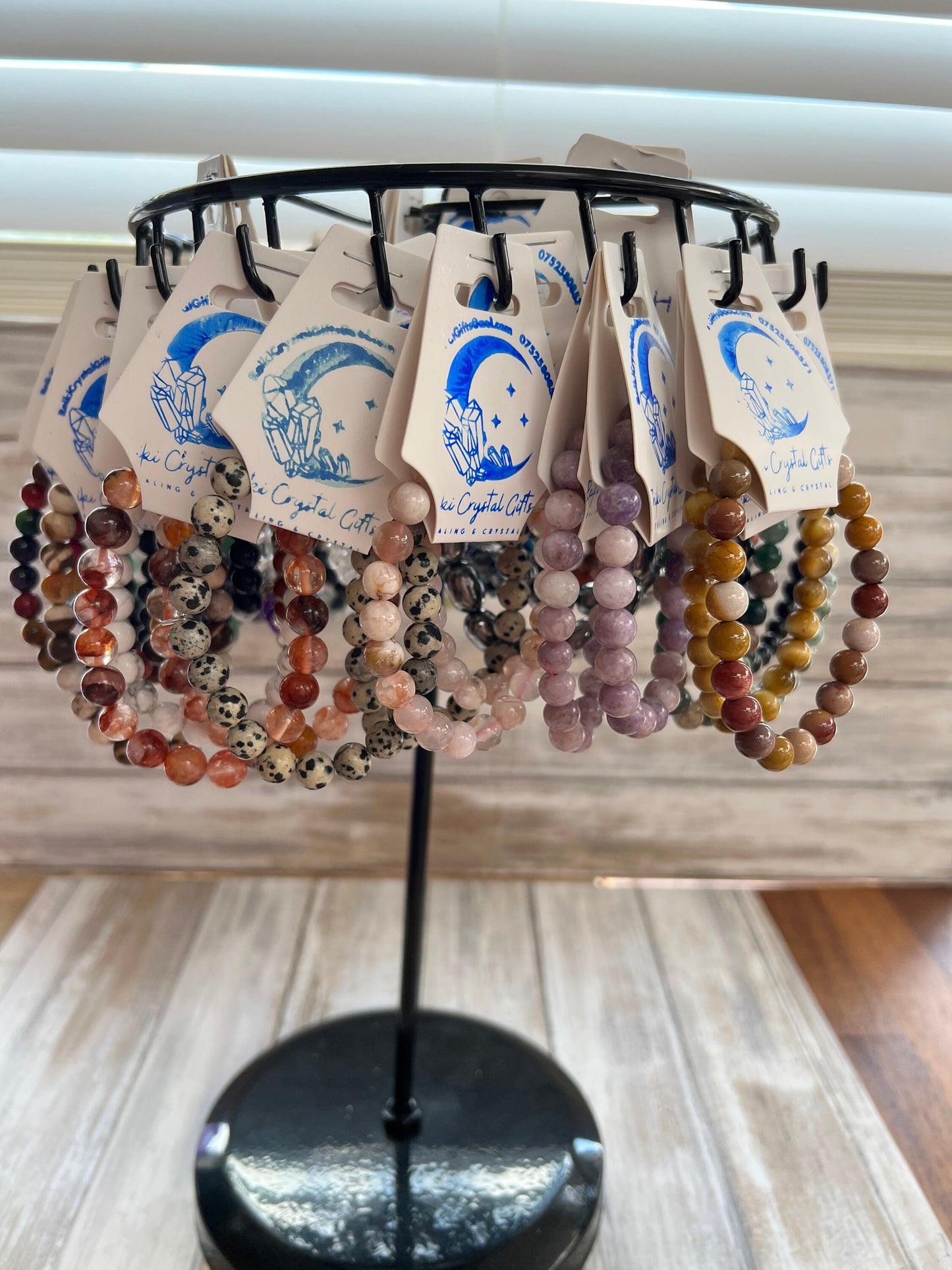 Healing Crystal Bracelet Spiritual Chakra Yoga Bracelets Gemstones Amethyst Calcite Jasper Czarnelian Rose Quartz Clear Turamaline Chakra