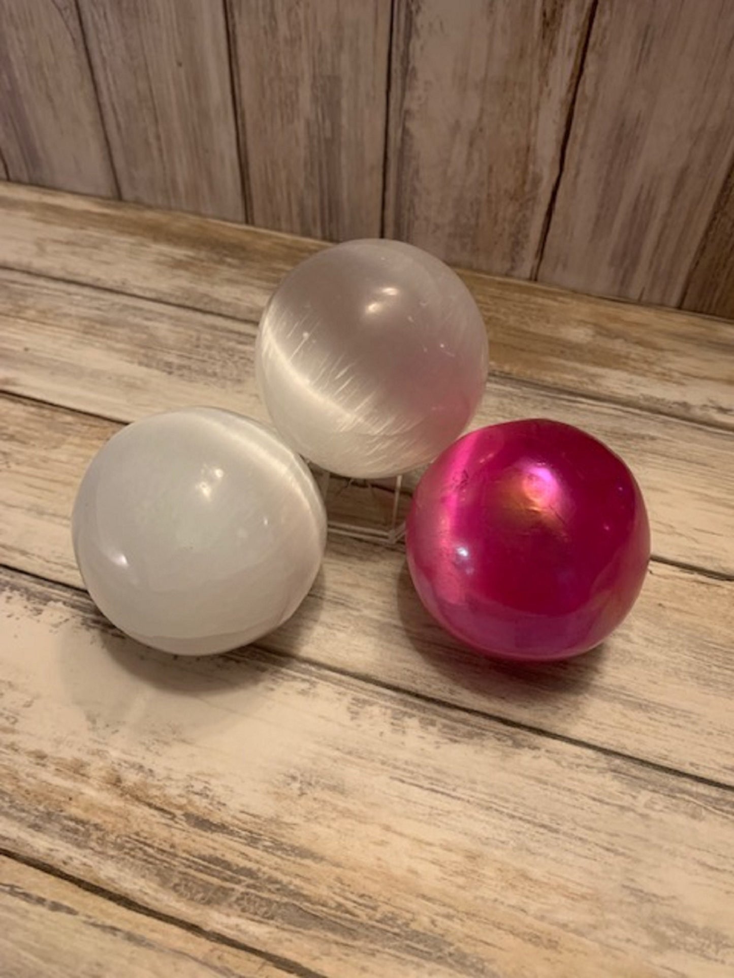 Selenite Sphere White Pink 250g Healing Energy Cryststal Ball Spiritual Gift