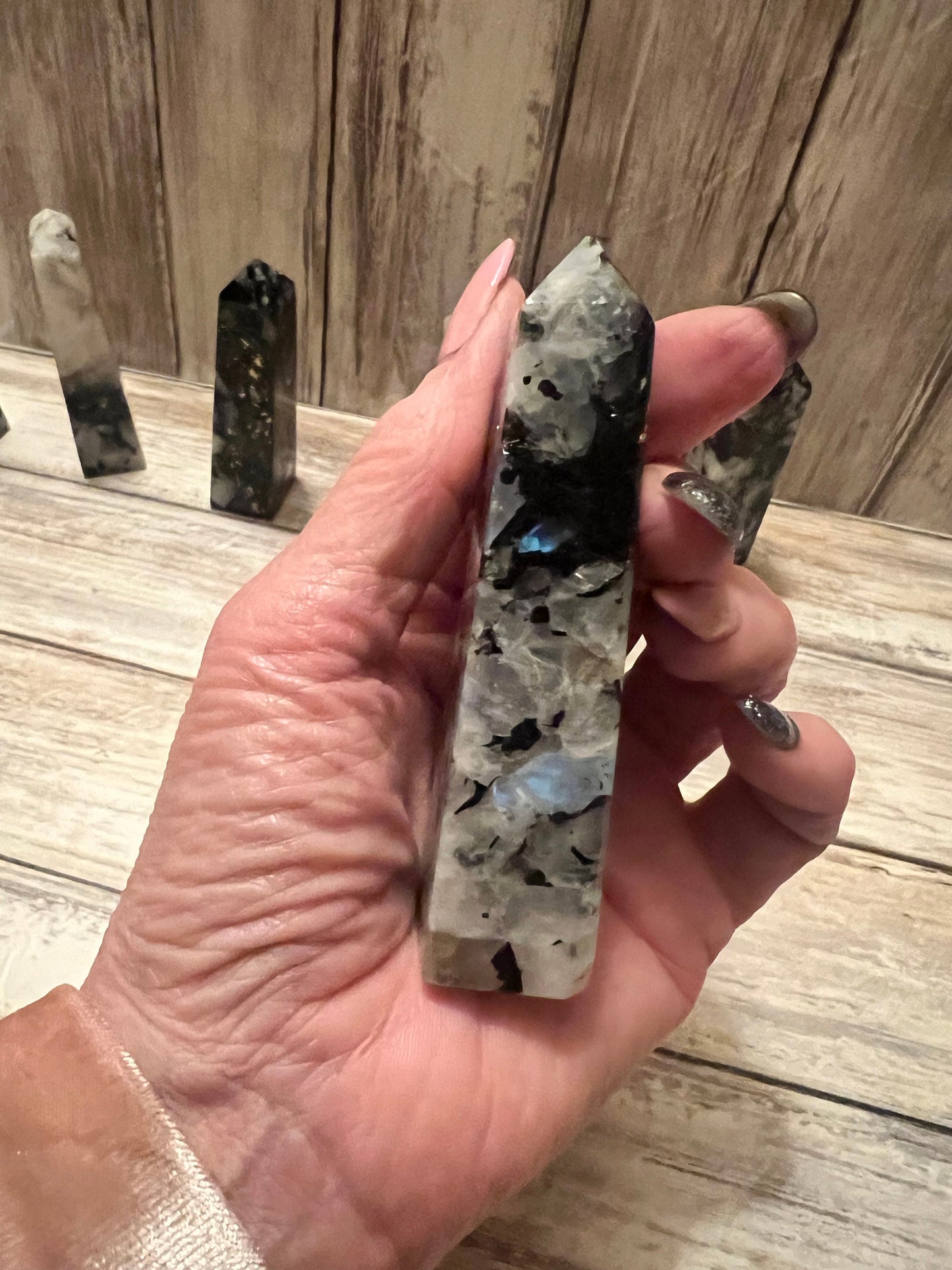 Natural Rainbow Moonstone Towers Points Obelisk Healing Crystal New Beginnings Spiritual Gift Change Balance Femininity Dream Recall