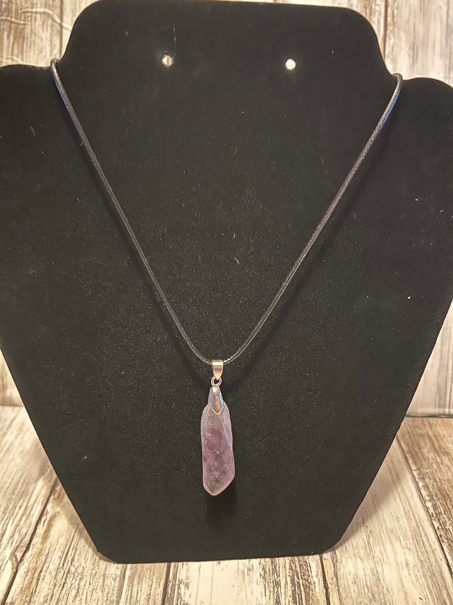 1. Raw Amethyst Pendant Necklace, 16" Silver Chain, Spiritual Jewelry, Crystal Gift
