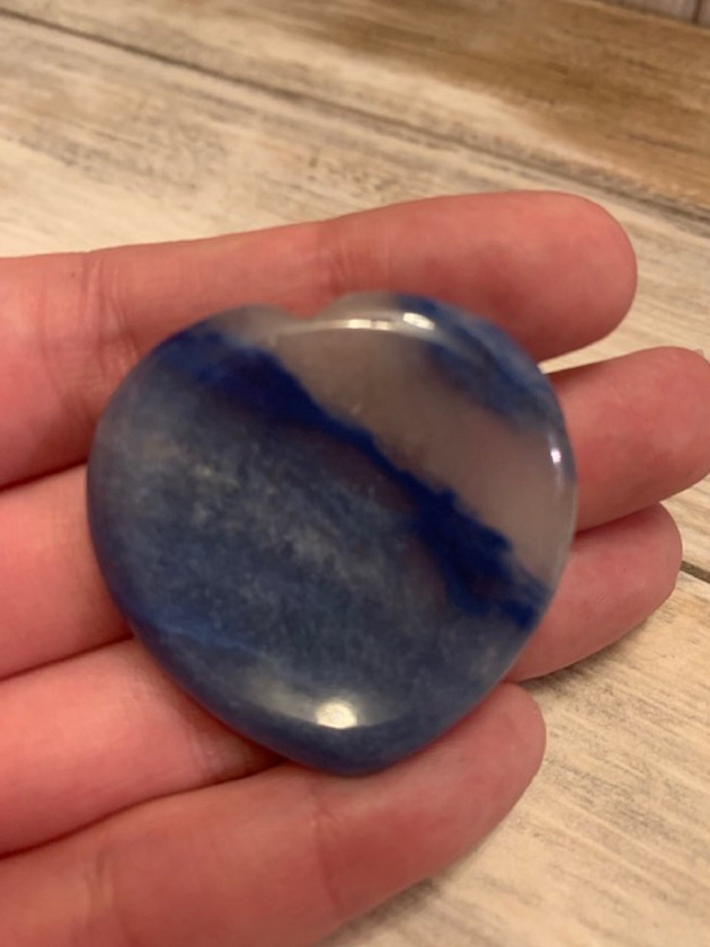 Heart Shaped Thumb Worry Stone - Crystal Healing Reiki Gift - Amethyst Blue Aventurine Obsidian Moss Agate