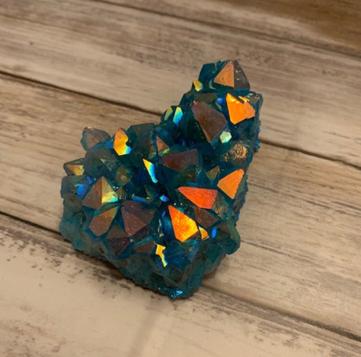 Yellow Blue Aura Cluster Healing Crystals, Raw Crystal Cluster, Chakra Crystal, Meditation Crystal, Natural Crystal