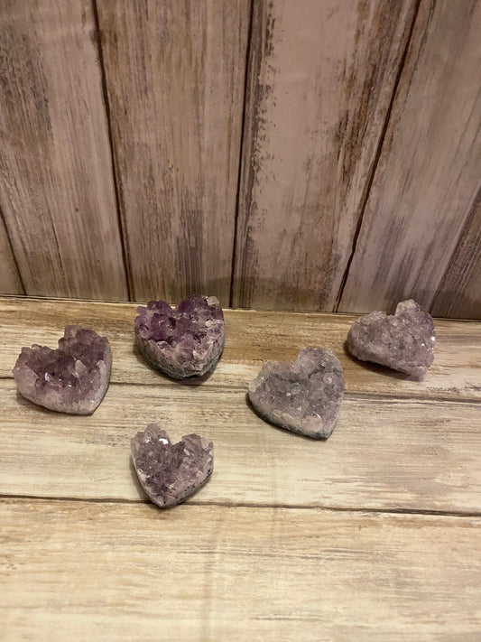 Amethyst Crystal Heart Clusters Reiki Healing Gifts