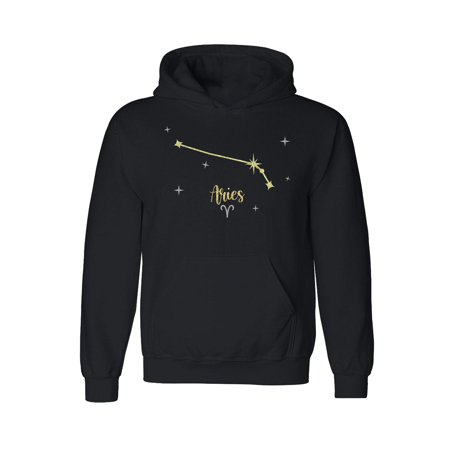 Constellation Star Sign Black Hoodie | Available in all 12 Star Signs | Zodiac Astrology | Celestial Glitter Print | Unisex Sizes