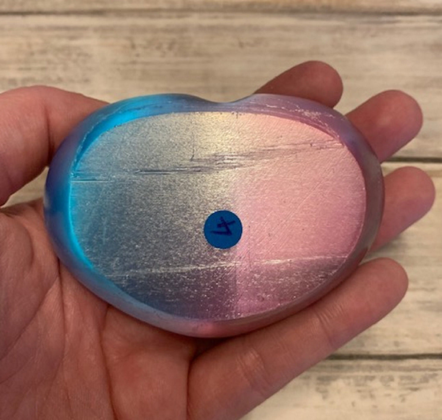 Rainbow Aura Heart Dish Crystal Bowl, Blue & Pink, Trinket Tray, Jewelry Holder, Gift For Her