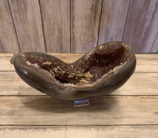 Geode Agate Crystal Large Carved Egg Plant Aubergine Purple Healing Reiki Unique Show Piece & Distance Reiki Session