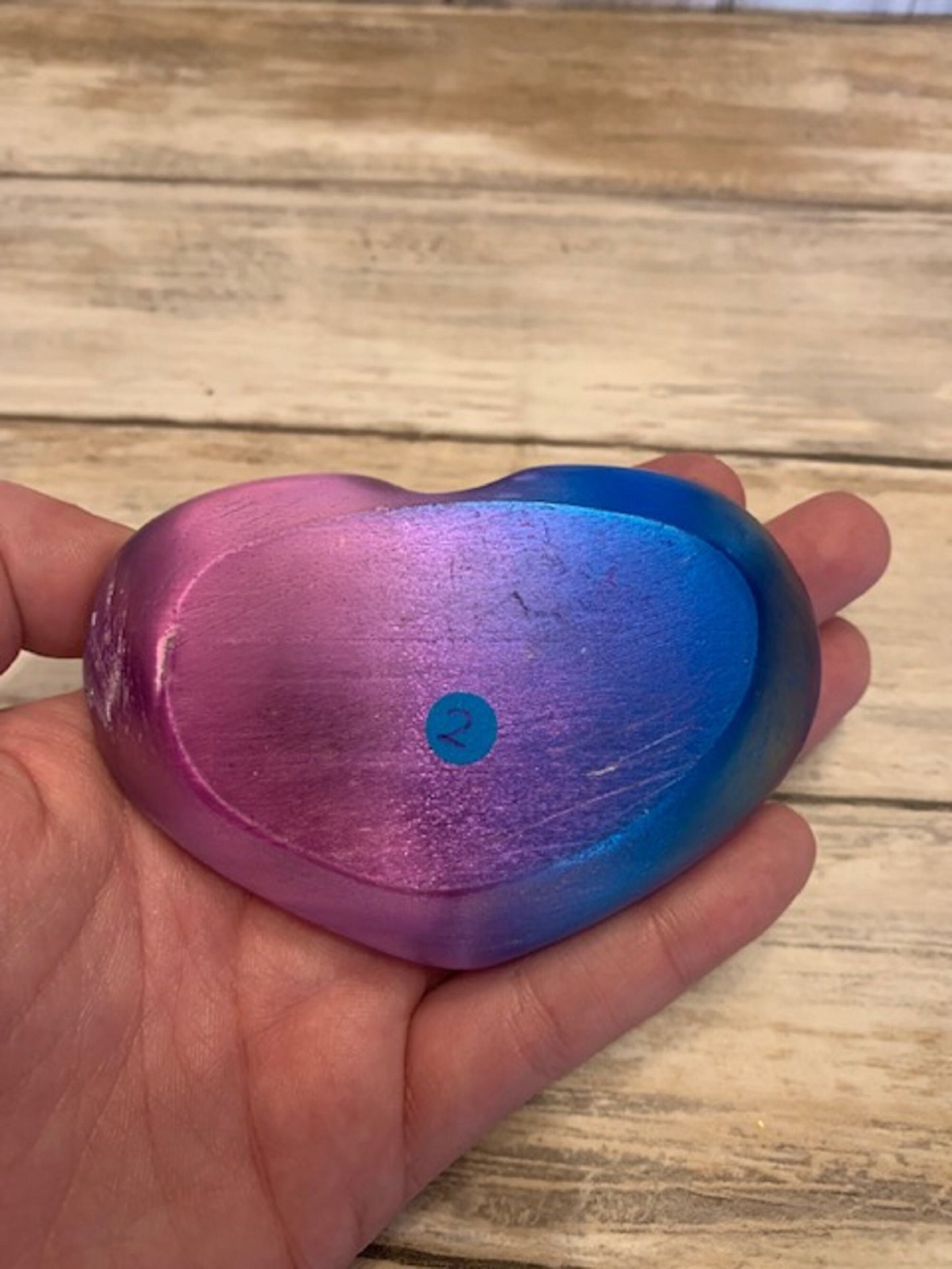 Rainbow Aura Heart Dish Crystal Bowl, Blue & Pink, Trinket Tray, Jewelry Holder, Gift For Her