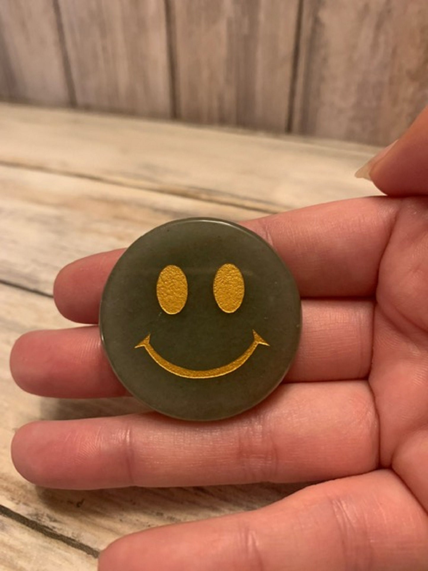 Smiley Face Healing Crystal Palm Stone, Flat Round Stone, Positive Energy Stone, Gift For Him or Her, Crystal Healing
