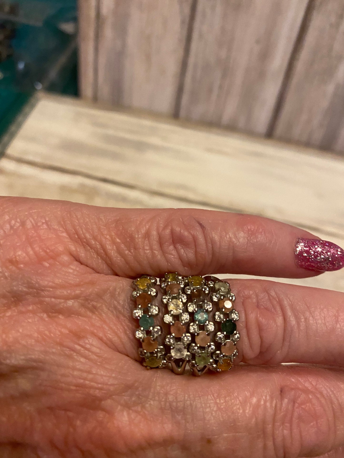 Silver Rainbow Tourmaline Ring, Sterling Silver Gemstone Ring, Colorful Ring, Statement Ring, Handcrafted Jewelry