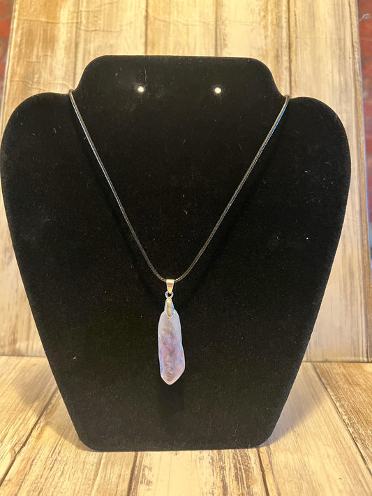 1. Raw Amethyst Pendant Necklace, 16" Silver Chain, Spiritual Jewelry, Crystal Gift