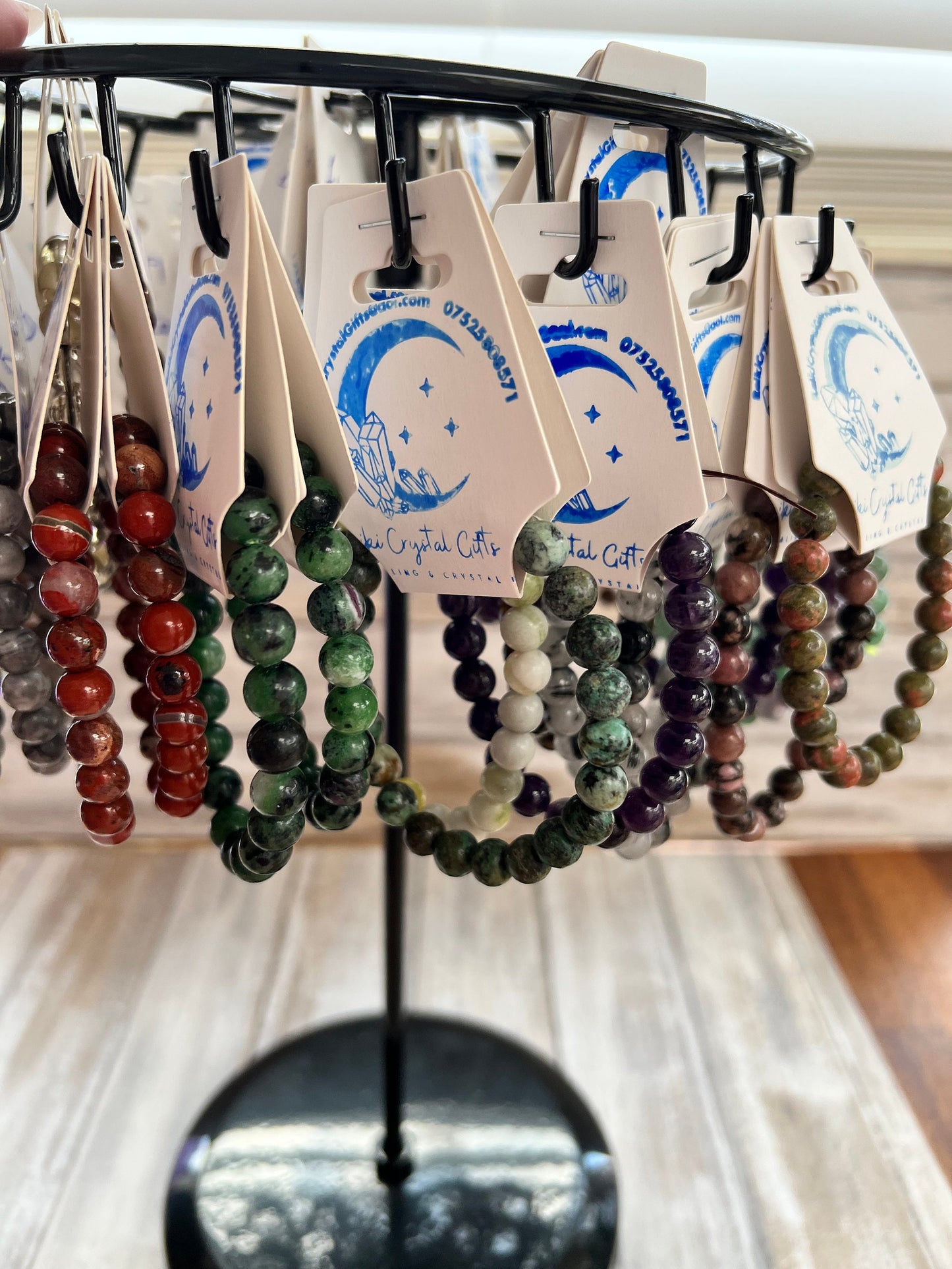 Healing Crystal Bracelet Spiritual Chakra Yoga Bracelets Gemstones Amethyst Calcite Jasper Czarnelian Rose Quartz Clear Turamaline Chakra
