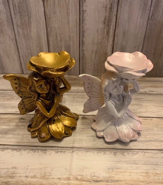 Gold or White Fairy Sphere Stand Crystal Whimsical Holder - Citrine Sphere Stand Set