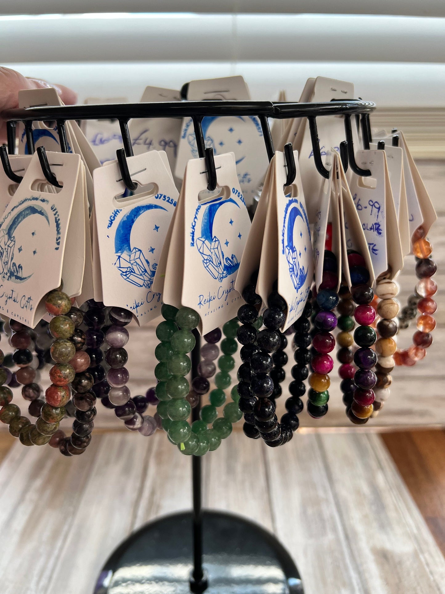 Healing Crystal Bracelet Spiritual Chakra Yoga Bracelets Gemstones Amethyst Calcite Jasper Czarnelian Rose Quartz Clear Turamaline Chakra