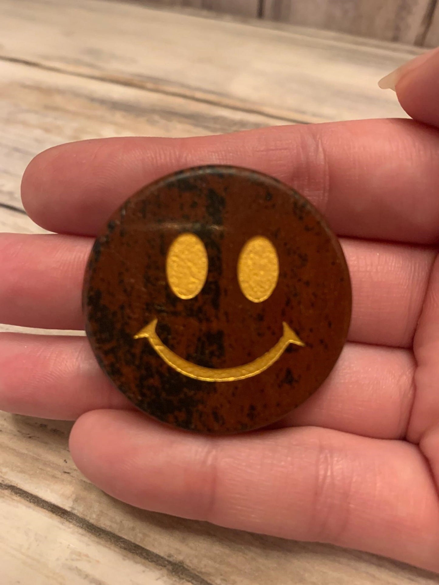 Smiley Face Healing Crystal Palm Stone, Flat Round Stone, Positive Energy Stone, Gift For Him or Her, Crystal Healing