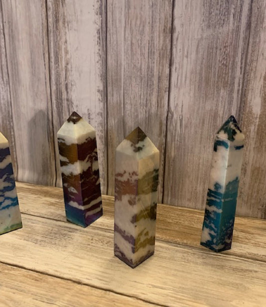 Aura Zebra Marble Jasper Tower Point, Crystal Energy Generator, Healing Crystal, Meditation Stone, Spiritual Gift
