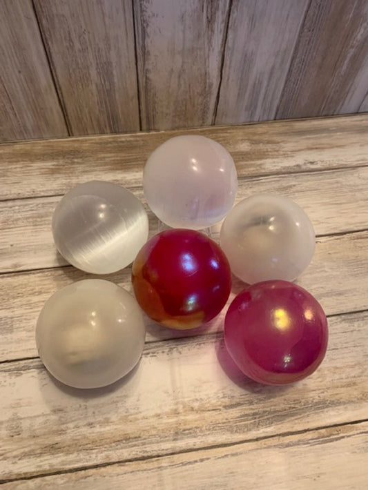 Selenite Sphere White Pink 250g Healing Energy Cryststal Ball Spiritual Gift