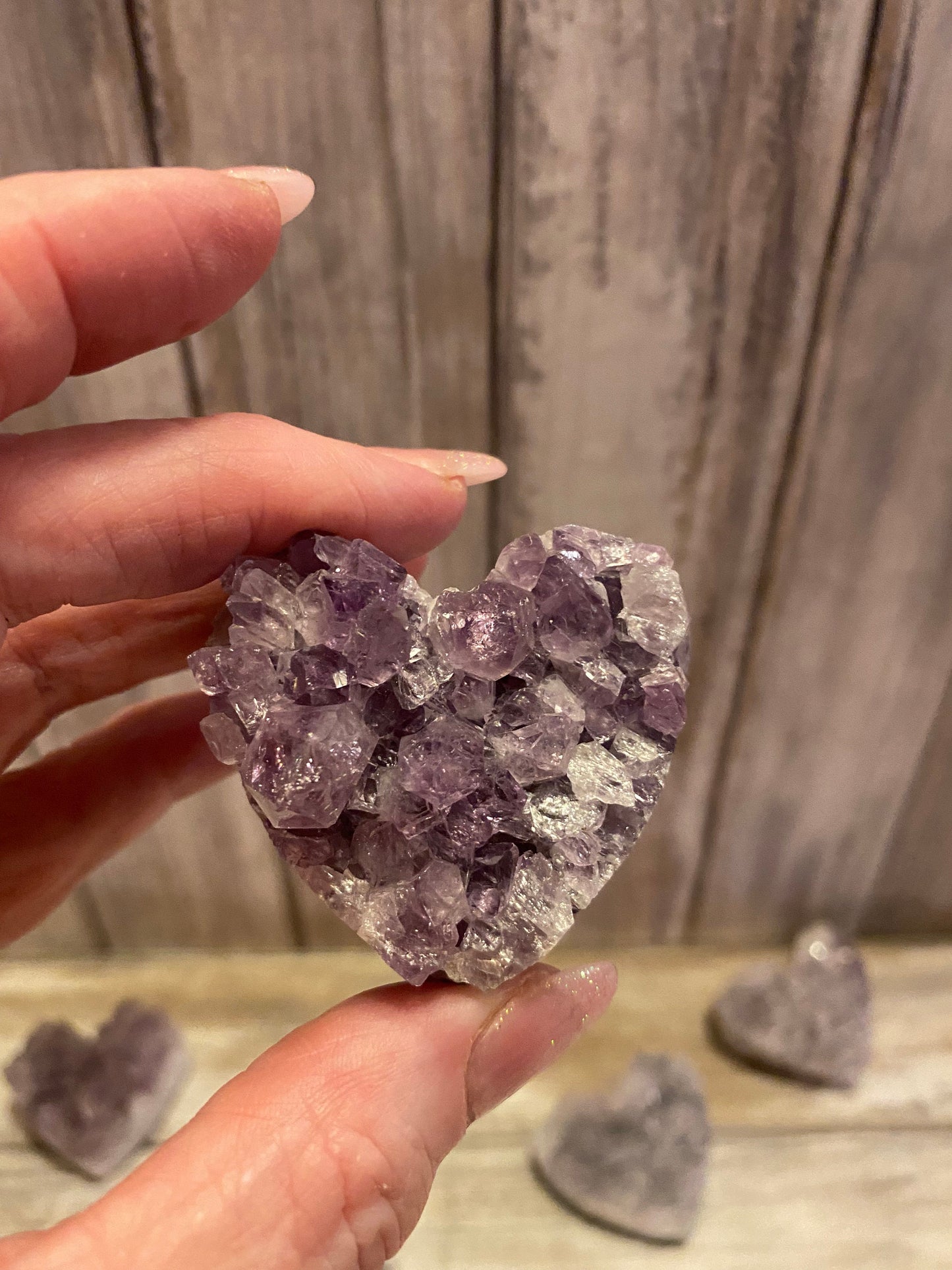 Amethyst Crystal Heart Clusters Reiki Healing Gifts