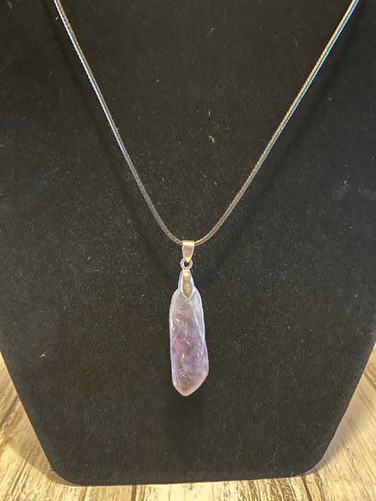 1. Raw Amethyst Pendant Necklace, 16" Silver Chain, Spiritual Jewelry, Crystal Gift