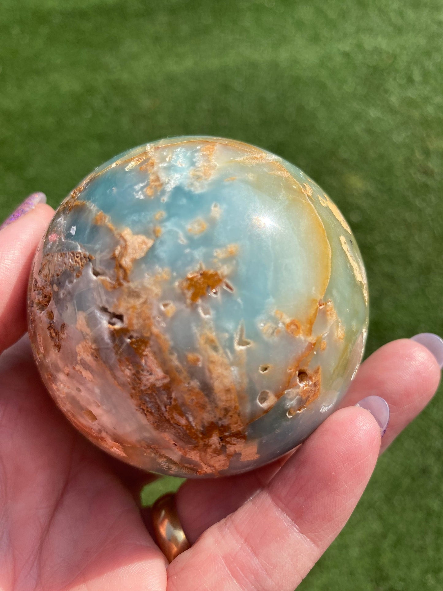 Caribbean Calcite Large Tower Point, Healing Crystal for Reiki, Oblique Spheres, Carved Animal Figurines